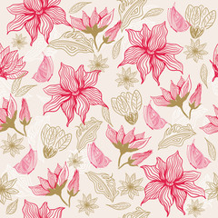 Seamless vector texture with flowers