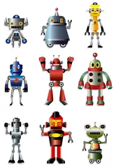 Rolgordijnen cartoon robot icon set © notkoo2008