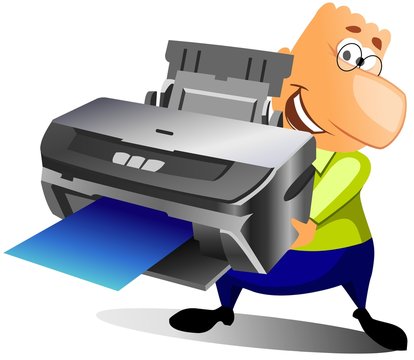 happy man printing some documents