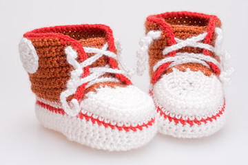 crocheted booties for a boy