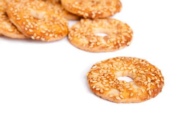 sesame cakes on white background