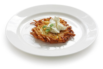 potato pancake with sour cream