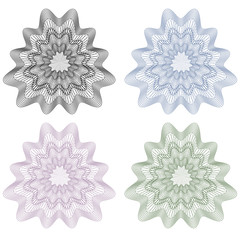 Rosetten - Set, Guilloche, Zertifikate, Muster, Rosetta