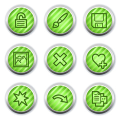 Image viewer web icons set 2, green glossy circle buttons