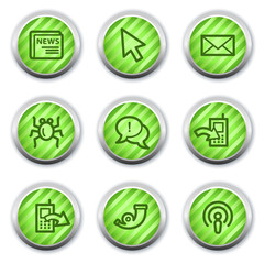 Internet web icons set 2, green glossy circle buttons