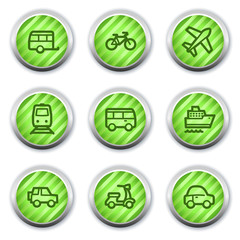 Transport web icons, green glossy circle buttons