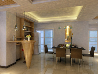 3d render interior of living room with modern style