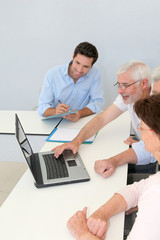 Group of senior people attending job search meeting