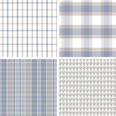 チェック千鳥4点セットlightbluegray