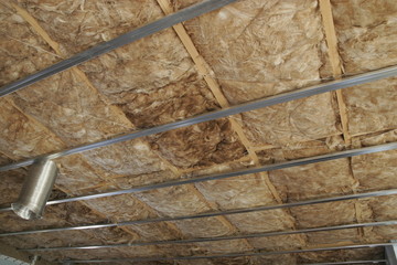 detail of roof insulation in a new house