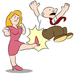 Wife Kicking Husband