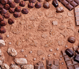 still life of chocolate in cocoa