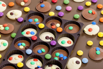 still life of chocolate with smarties