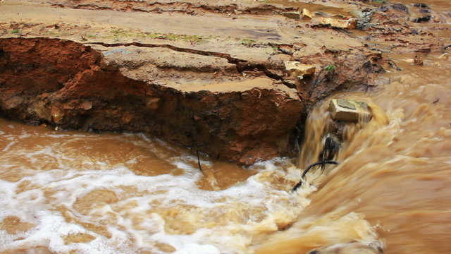 Process of destruction of the road flooding