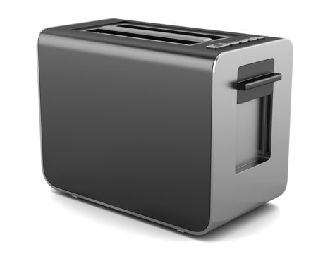 modern black toaster isolated on white background