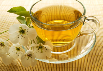 Tea and spring blossom