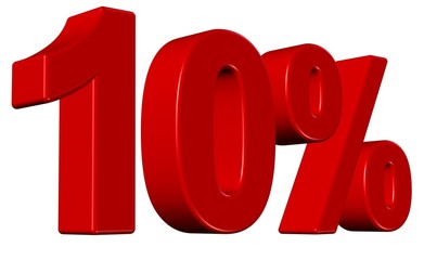3D ZAHL rot 10 PROZENT