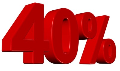 3D ZAHL rot 40 PROZENT