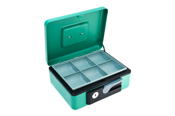 Opened metal cash box