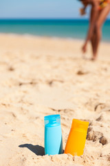 Sonnecreme am Strand