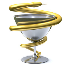 Pharmacy symbol - snake and cup 3d