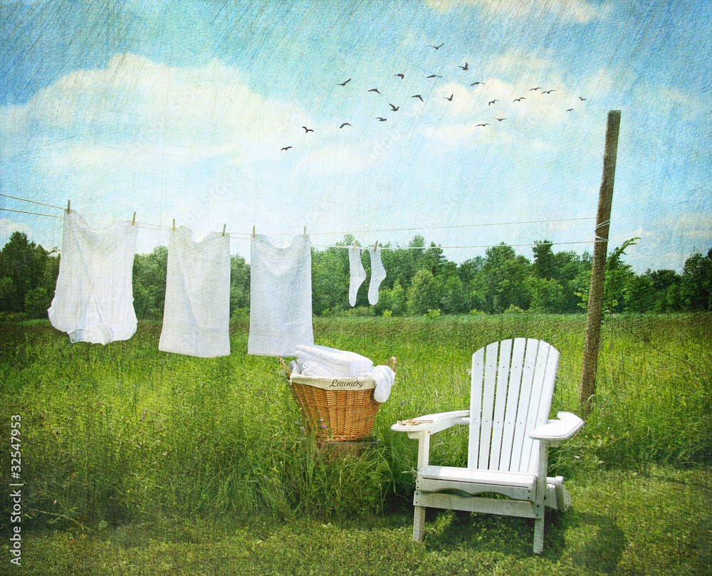 Sticker Laundry drying on clothesline