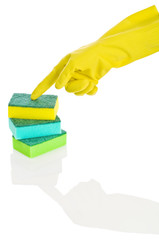hand in glove on sponges