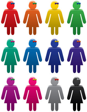 vector set of colorful woman symbols