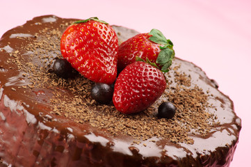 Homemade chocolate cake close-up