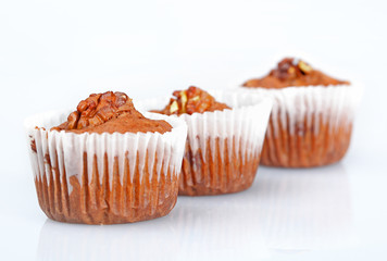 Three muffin isolated on white