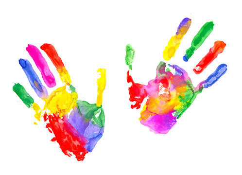 Multicolored hand print