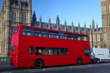 Big  Ben with double decker, London, Uk