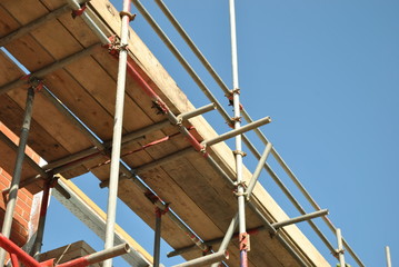 Scaffolding and walking platform blue sky