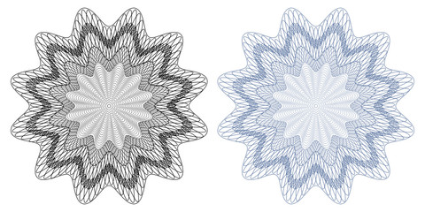 Guilloche - Rosetten, Set, Symbole, Rosetta, Sicherheit, Muster