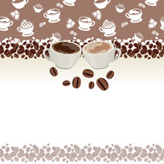 Pretty greeting card with two cups of coffee