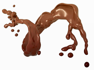 Liquid chocolate splash isolated over white