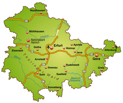 Thueringen mit BAB in SVG