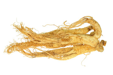 Dried Ginseng Roots Isolated On White Background