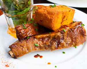 juicy grilled pork leg