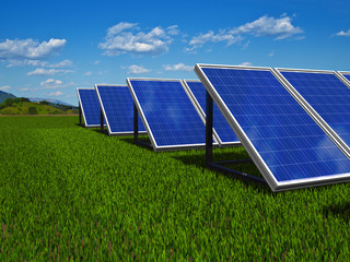 Solar panels system. Green energy from sun.