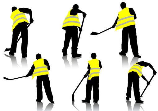 Worker with a shovel