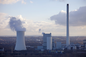 Industrial Plant with smoking Cooling Tower