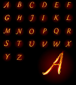 ABC Fire letters. Vector illustration
