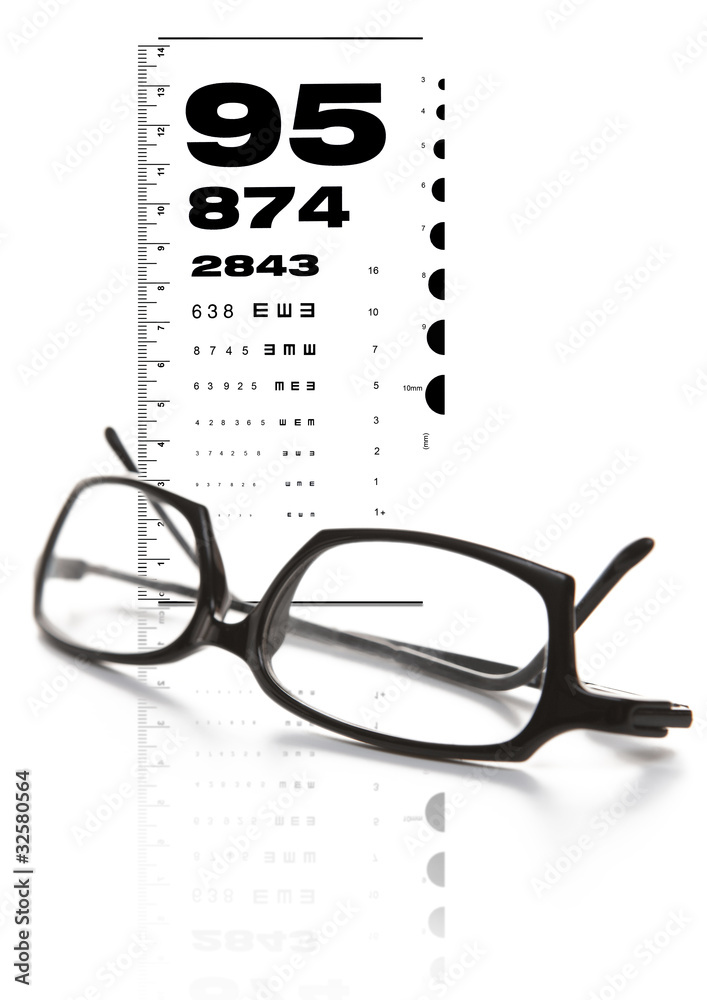 Wall mural Eyeglasses and eye chart