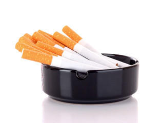 Many cigarettes isolated on white