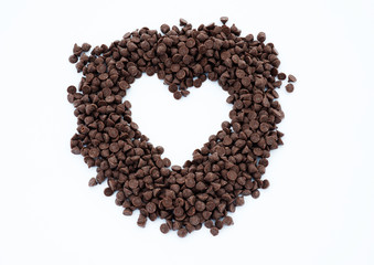 heart shape of chocolate chips