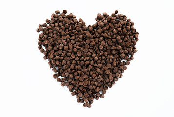heart shape of chocolate chips