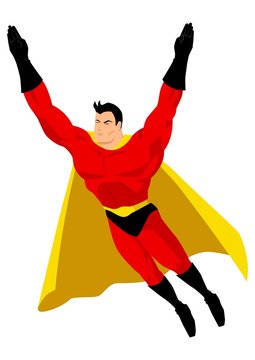 Superhero in flying pose