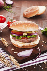 Country style cheeseburger.