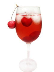alcohol liqueur cocktail with cherry